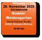 Mittwoch 26. November 2025 ROCKINGHAMRinklin-WeidengartenHeckershäuser Str.28a34282 Ahnatal-Weimar  20:00 Uhr