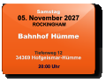 Samstag 05. November 2027 ROCKINGHAM Bahnhof Hümme  Tiefenweg 1234369 Hofgeismar-Hümme  20:00 Uhr